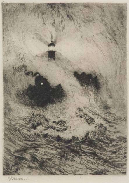 k Lighthouse, 1879, Etching, 10-1.5 x 8 in, Guild Hall Museum Permanent Collection, Gift of Ruth B. Moran, photo by Gary Mamay
